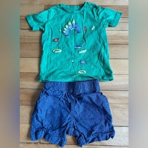 Pekkle Green Graphic Tee & Blue Shorts
